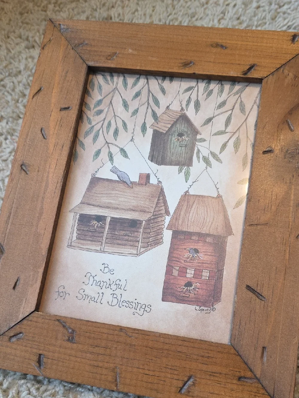 Linda Spivey Rustic Brown Wooden Picture Frame with Birdhouse Art